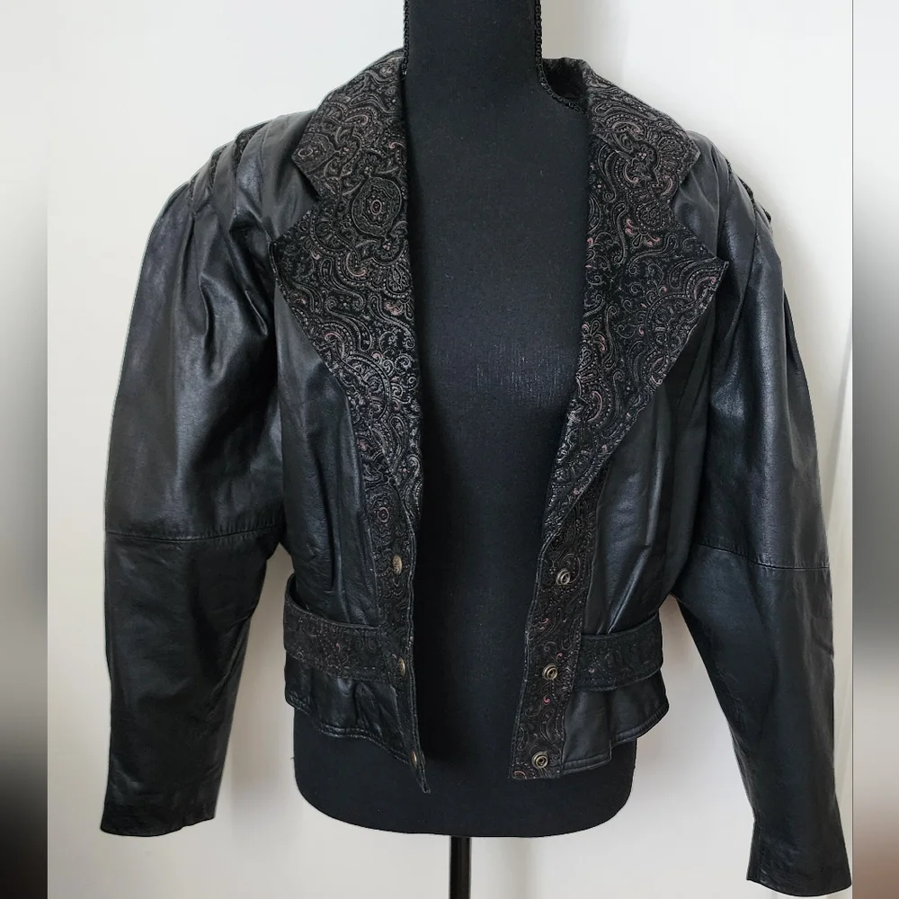 Vintage G-III Leather Jacket 80s Womens Size M Genuine Leather RARE Goth Biker
